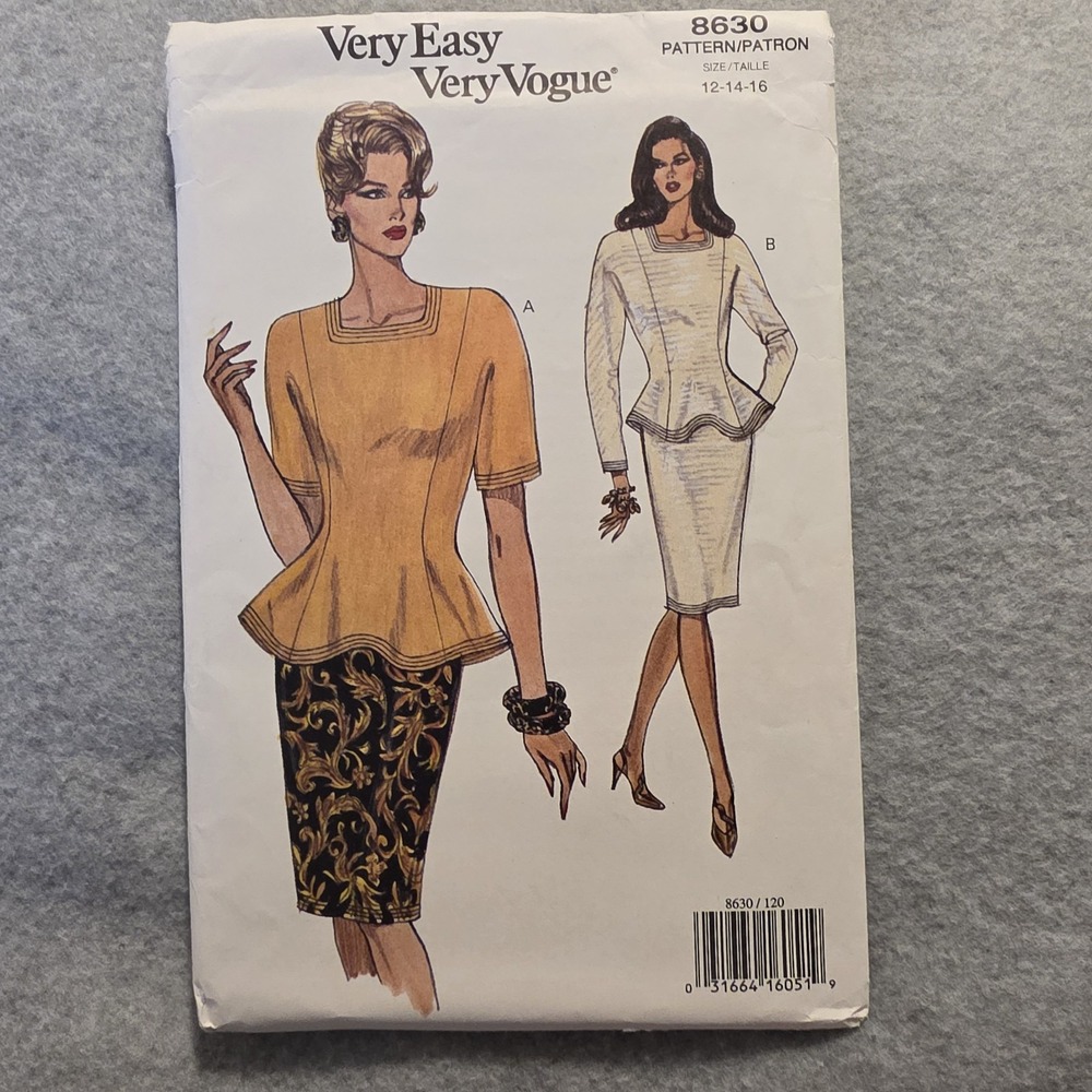 Vogue Very Vogue Dress Sewing Pattern Sz 12 14 16 Vintage Original 8630